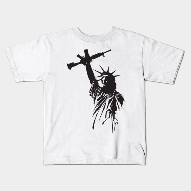 Pro Second Amendment 2A Lady Liberty With Raised Firearm Kids T-Shirt by Nonstop Shirts